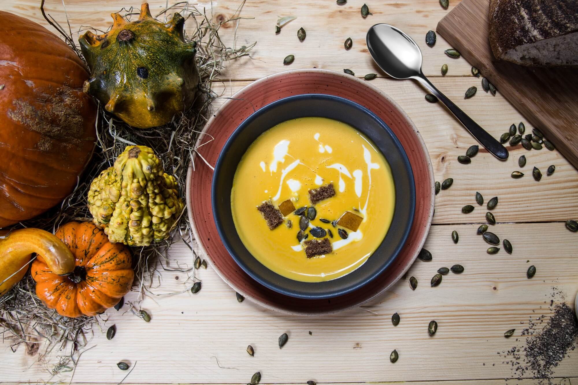 flatlay of soup from above