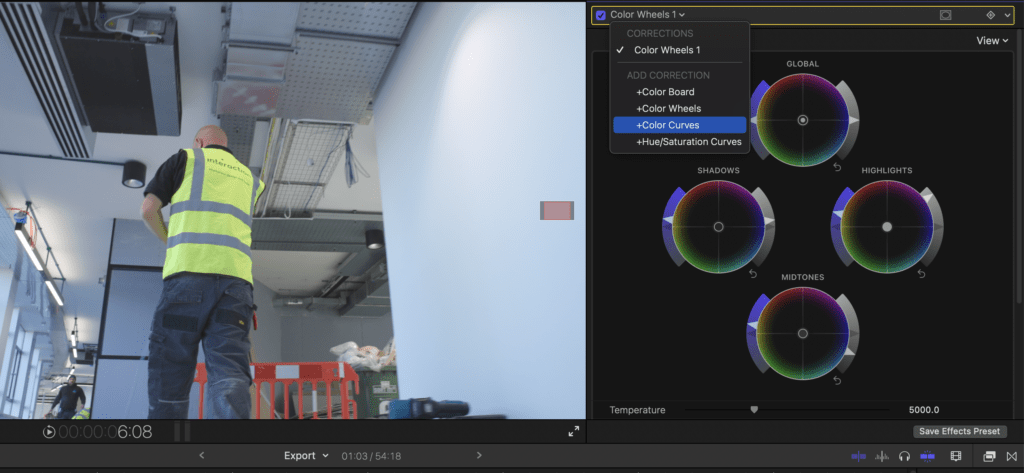 Final Cut Pro X colour wheels for colour grading 